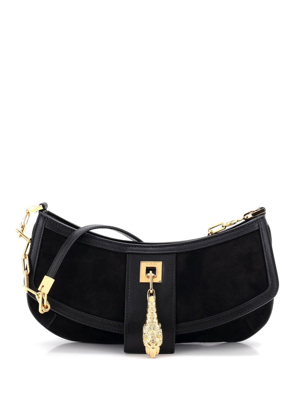 Gucci Tiger Head Chain Clutch Suede #377621G11B